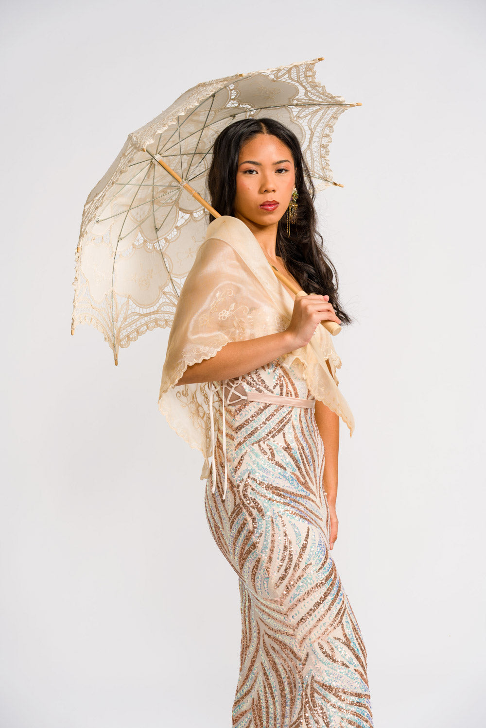 'Payong' Lace Parasol (Cream Beige)