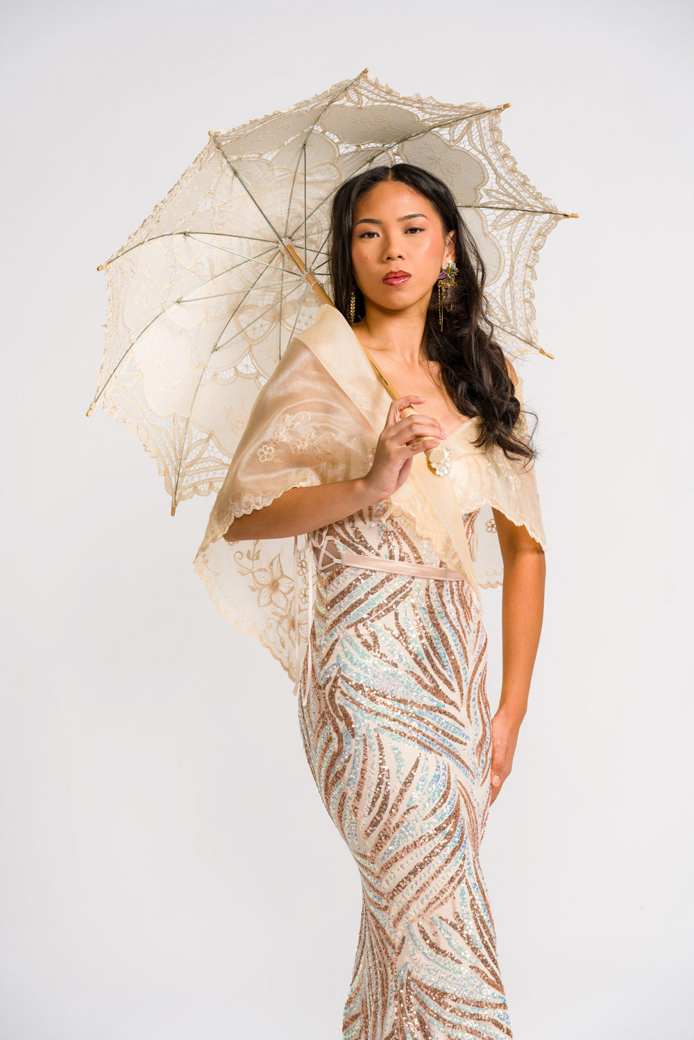 'Payong' Lace Parasol (Cream Beige)