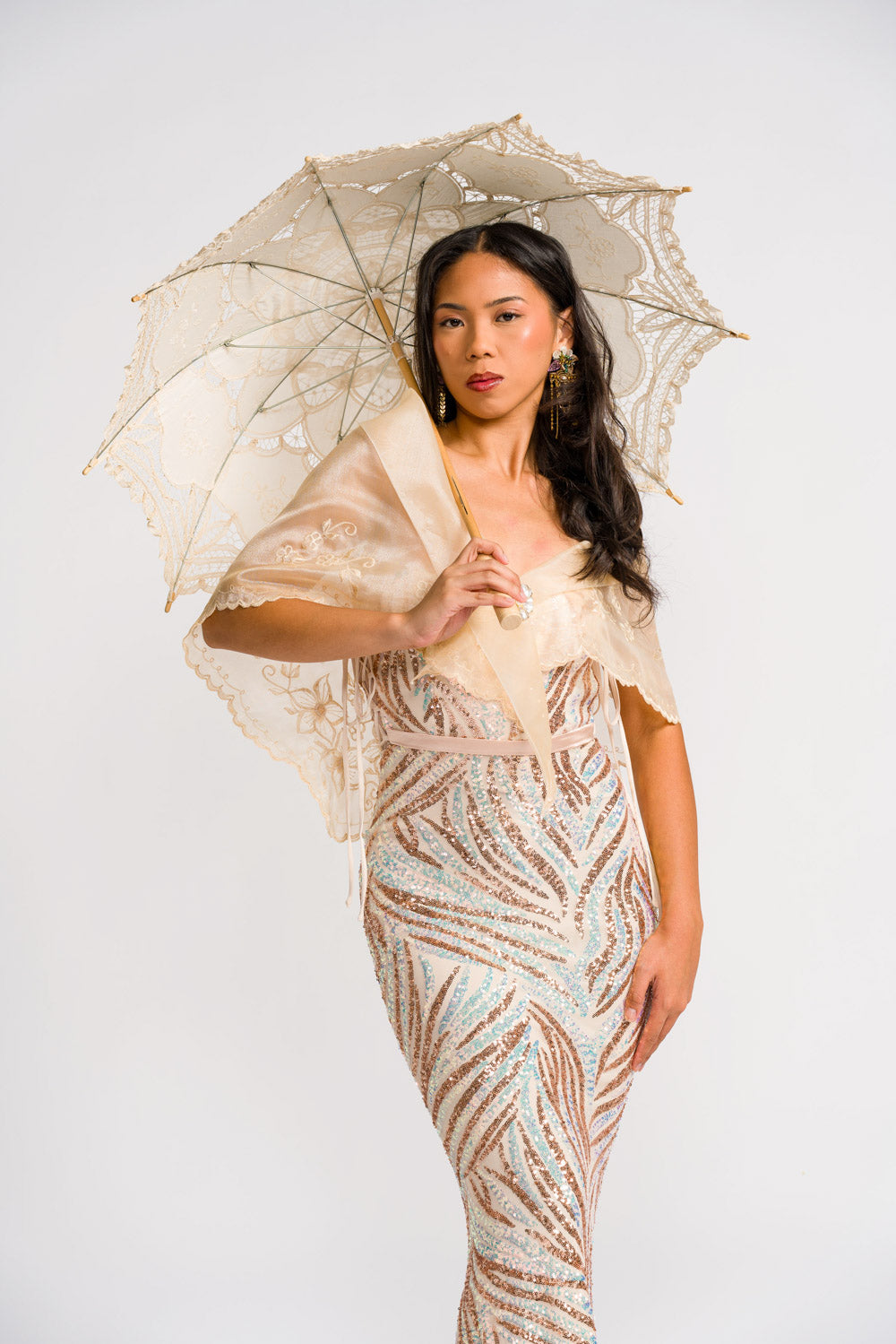 'Payong' Lace Parasol (Cream Beige)
