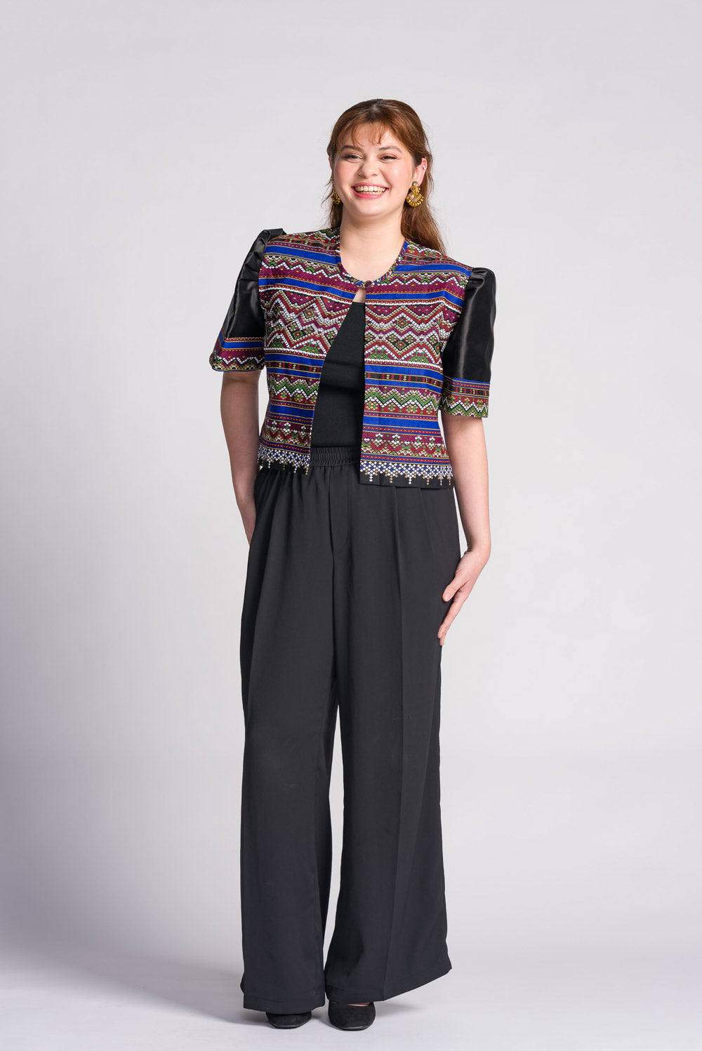 'Ulan' Mindanao Geometric Print Filipiniana Bolero