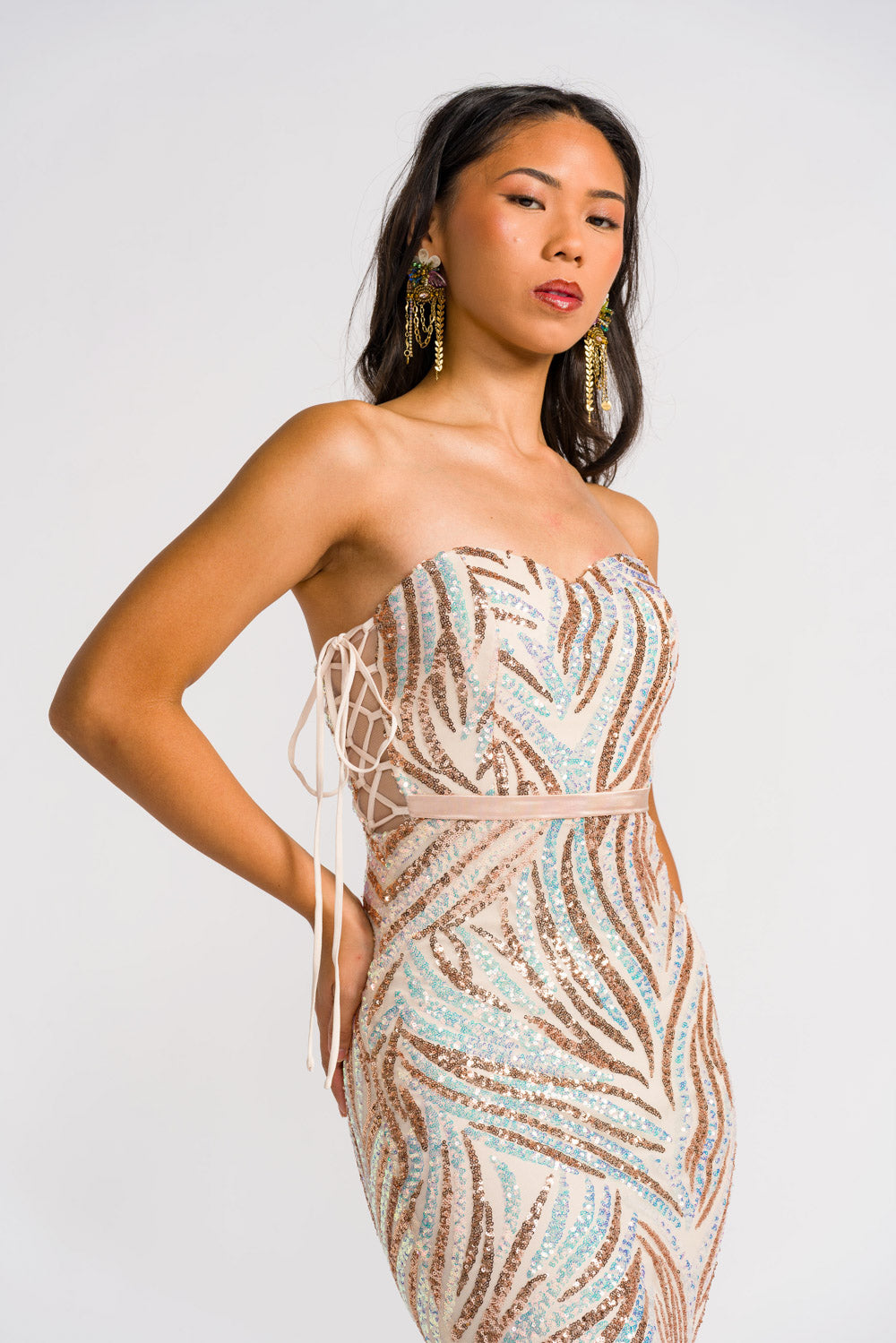 'Mirasol' Sequin Prom & Formal Gown (Golden)