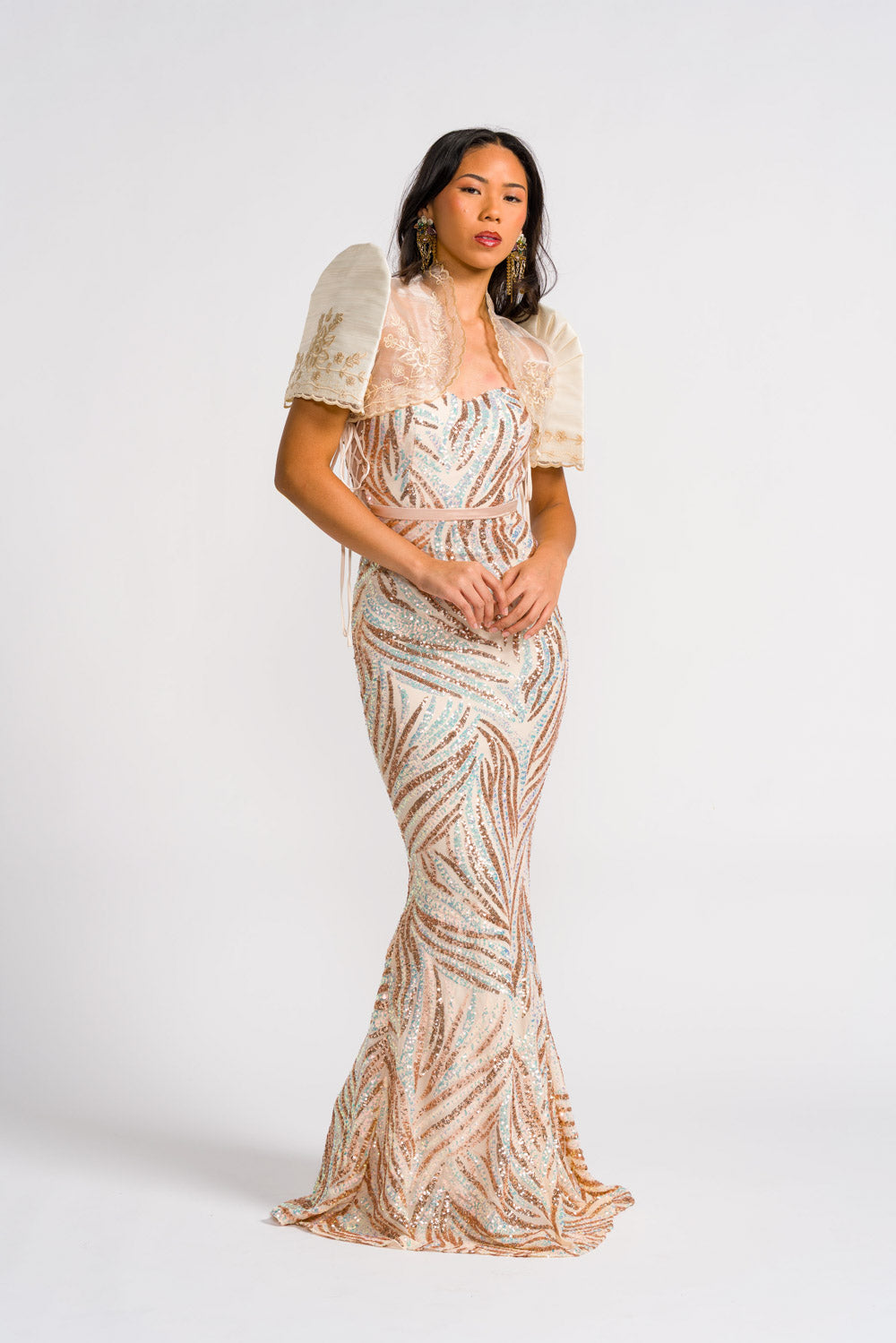 'Mirasol' Sequin Prom & Formal Gown (Golden)