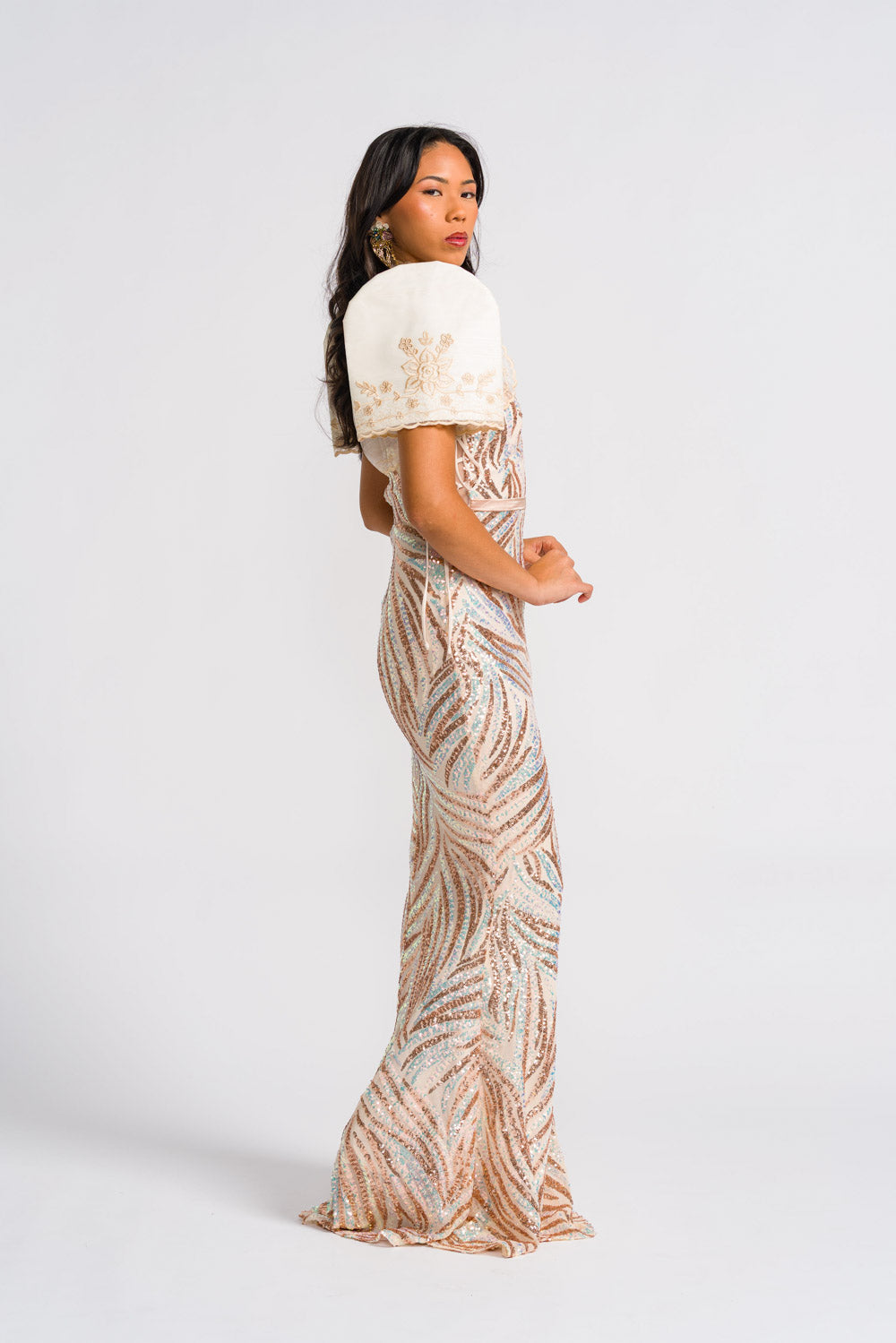 'Mirasol' Sequin Prom & Formal Gown (Golden)