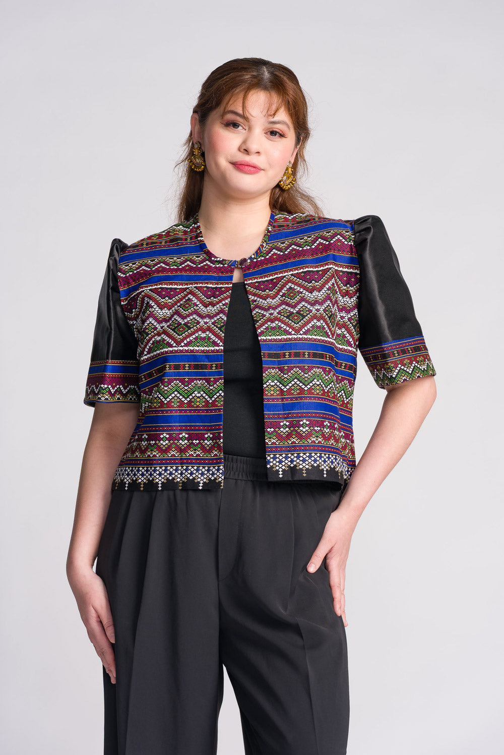 'Ulan' Mindanao Geometric Print Filipiniana Bolero