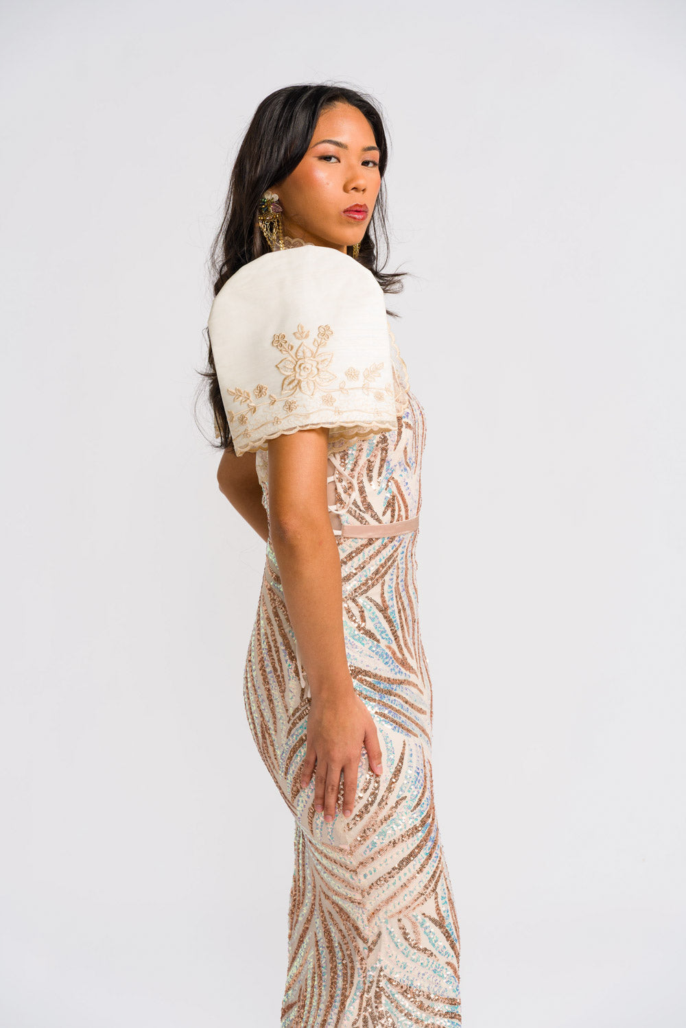 'Luisa' Bolero Filipiniana Sleeves (Cream)