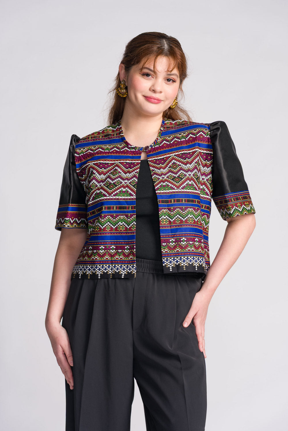 'Ulan' Mindanao Geometric Print Filipiniana Bolero