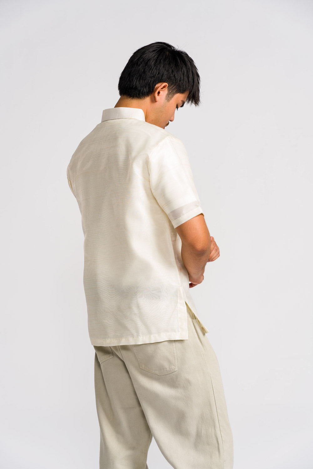 'Benicio' Barong Tagalog – Cream, Organza (Short Sleeve)