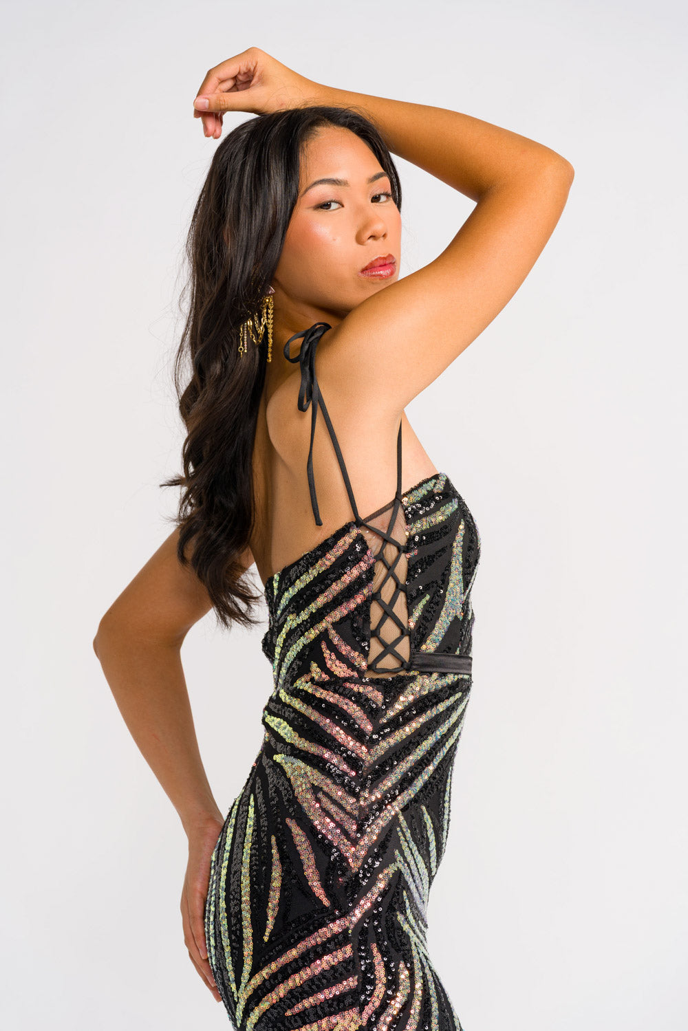 'Mirasol' Sequin Prom & Formal Gown (Black)