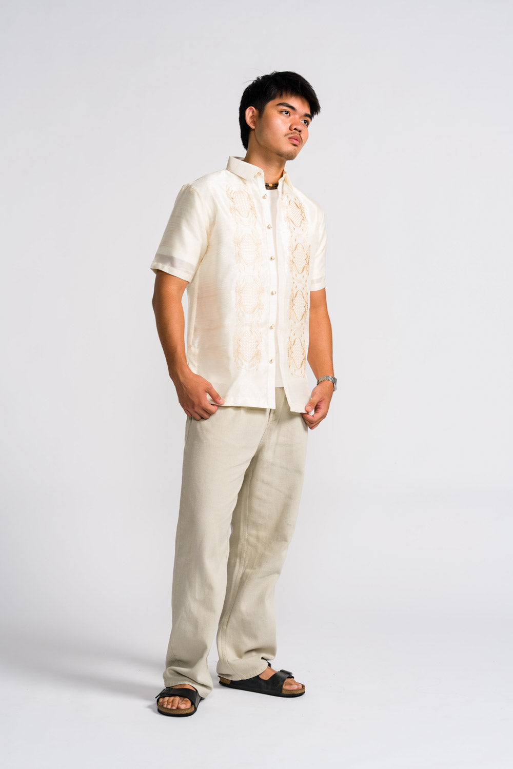 'Benicio' Barong Tagalog – Cream, Organza (Short Sleeve)