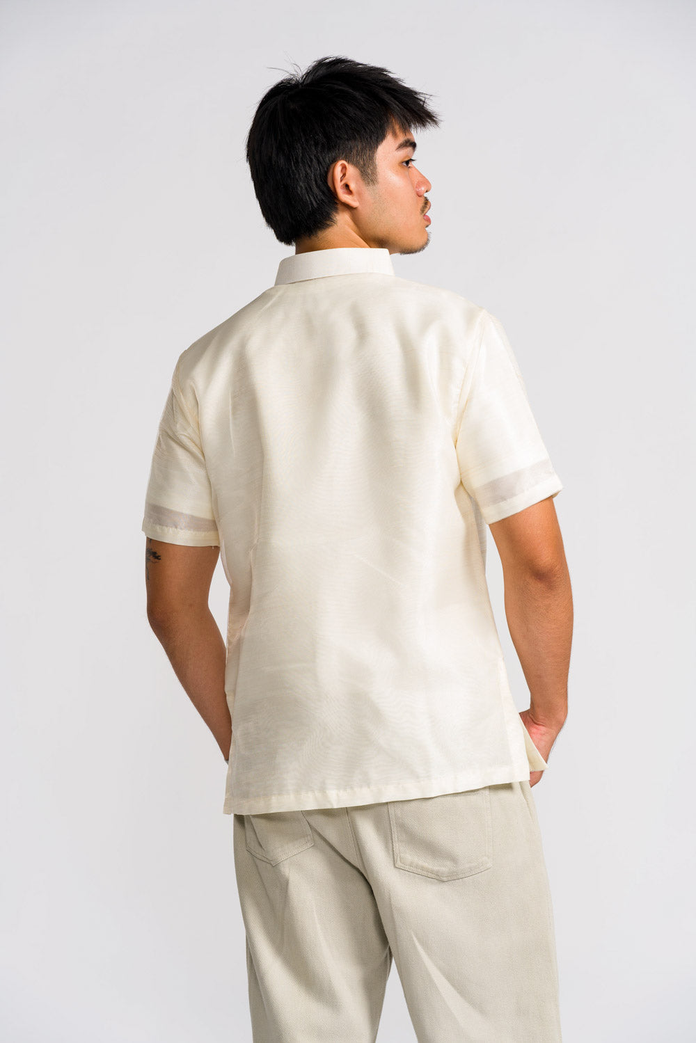 'Benicio' Barong Tagalog – Cream, Organza (Short Sleeve)