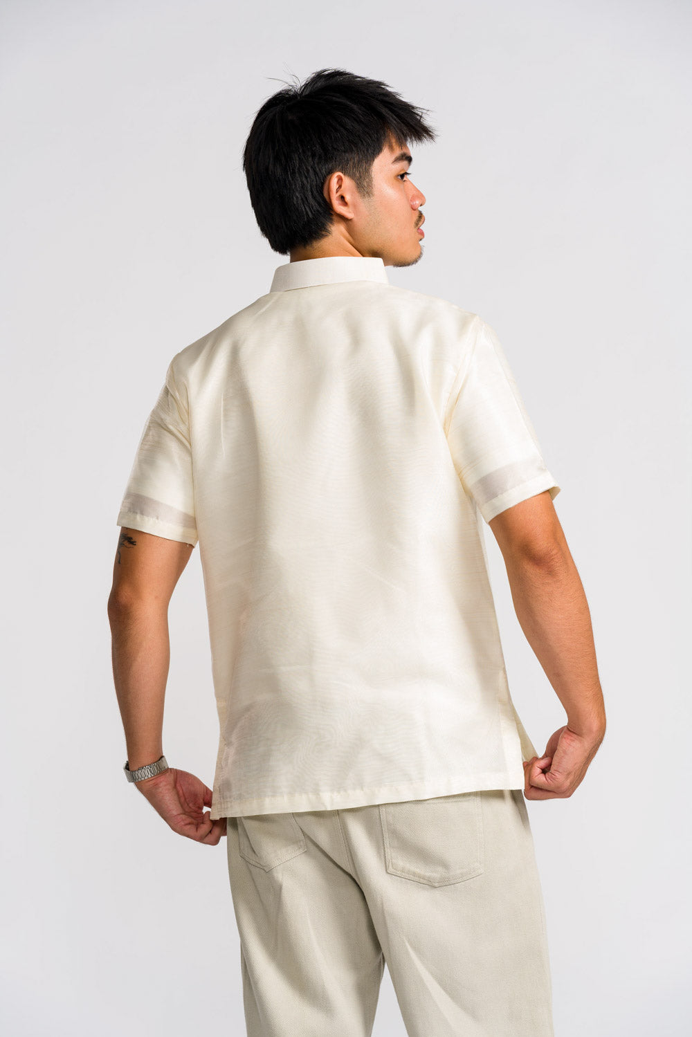 'Benicio' Barong Tagalog – Cream, Organza (Short Sleeve)
