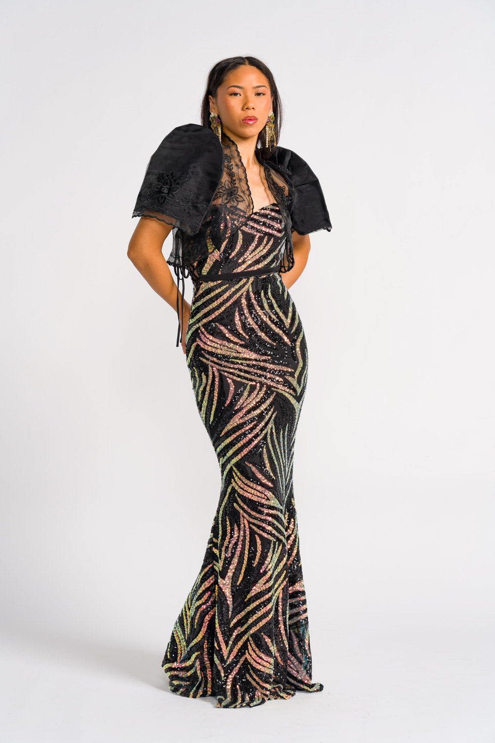 'Mirasol' Sequin Prom & Formal Gown (Black)