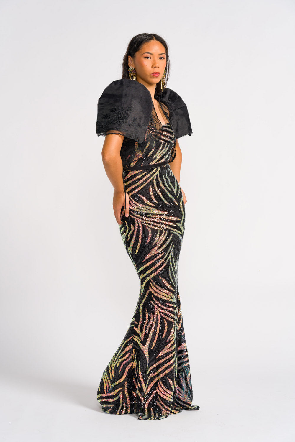 'Mirasol' Sequin Prom & Formal Gown (Black)