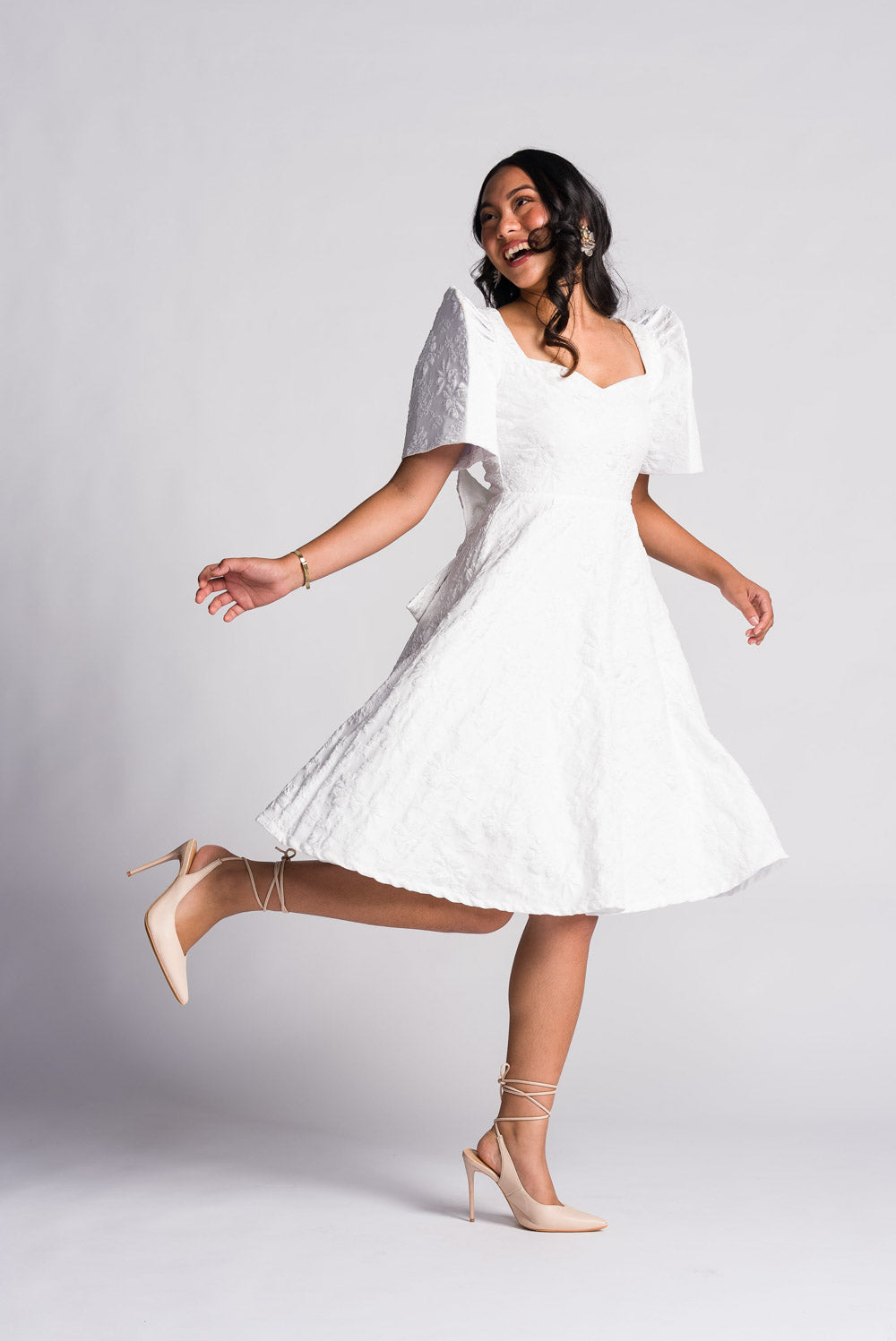 'Love' Midi Filipiniana Dress (Snow White)