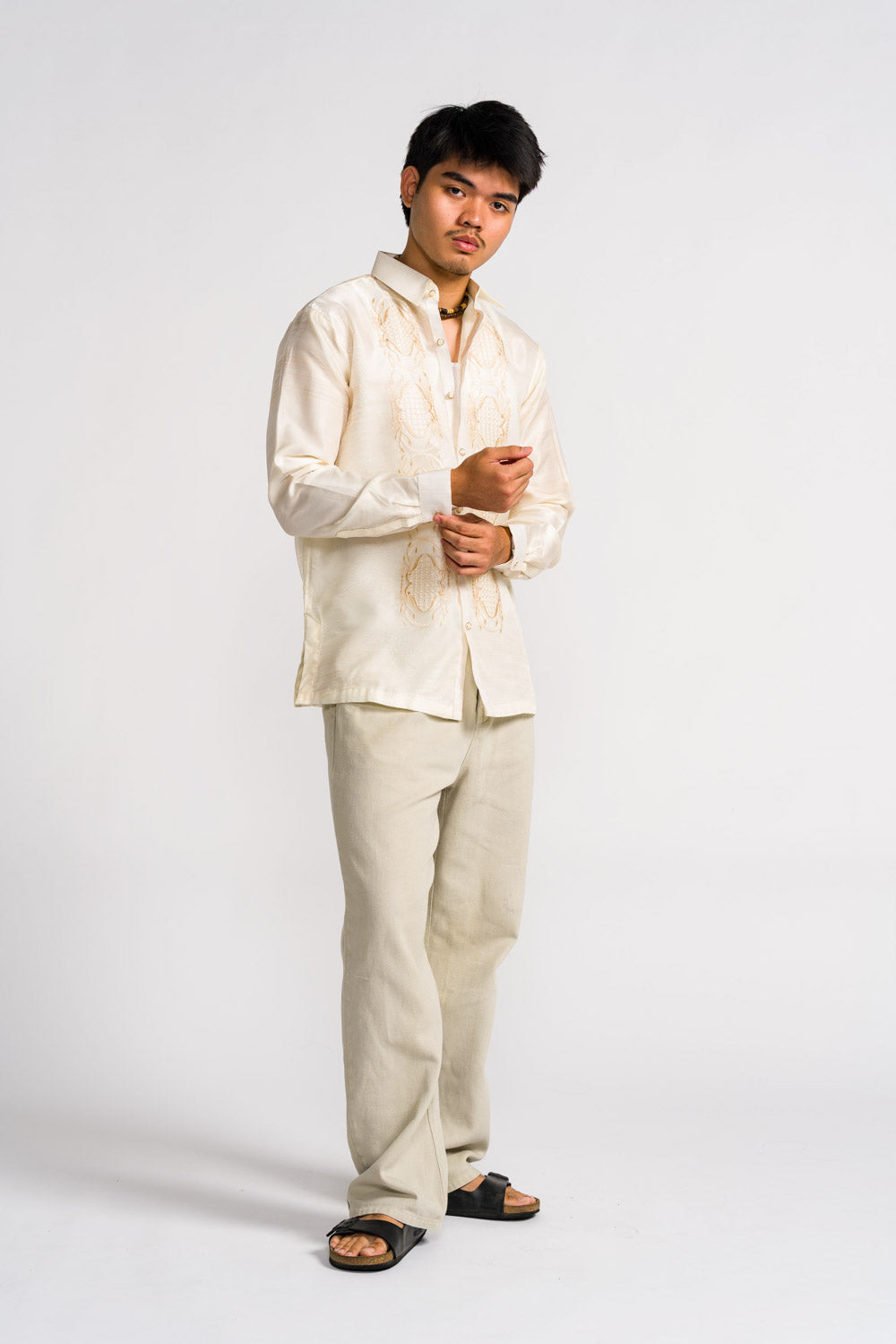 'Benicio' Barong Tagalog – Cream, Organza (Long Sleeve)