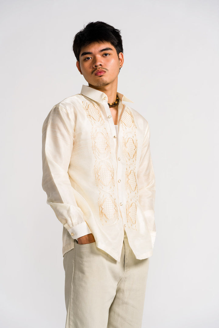 'Benicio' Barong Tagalog – Cream, Organza (Long Sleeve)