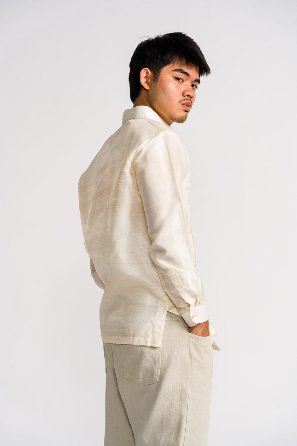 'Benicio' Barong Tagalog – Cream, Organza (Long Sleeve)
