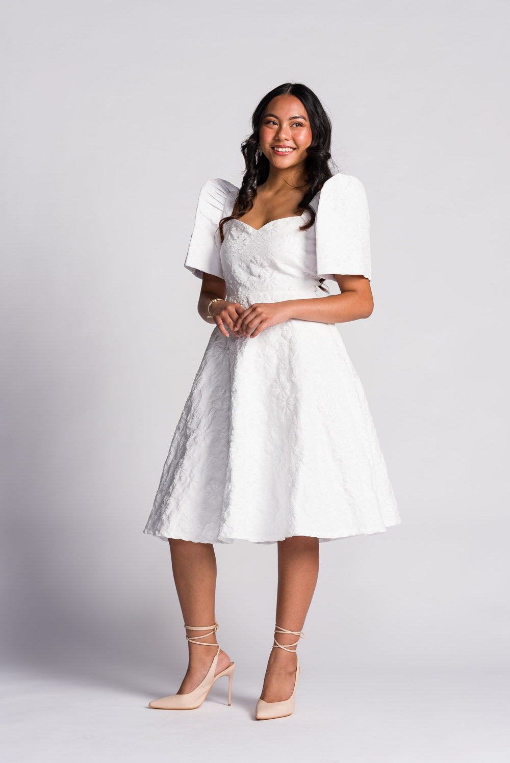 'Love' Midi Filipiniana Dress (Snow White)