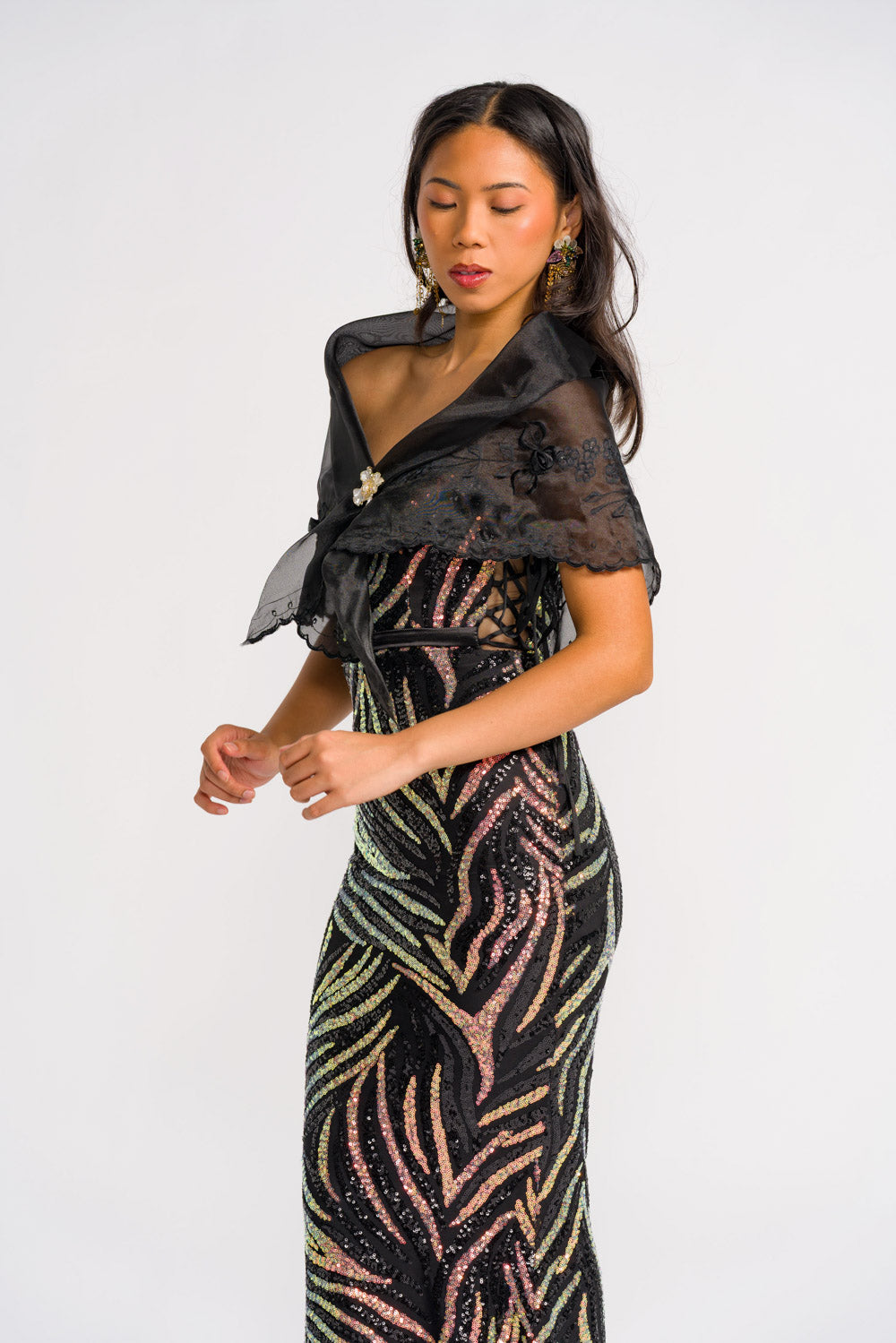 'Mirasol' Sequin Prom & Formal Gown (Black)