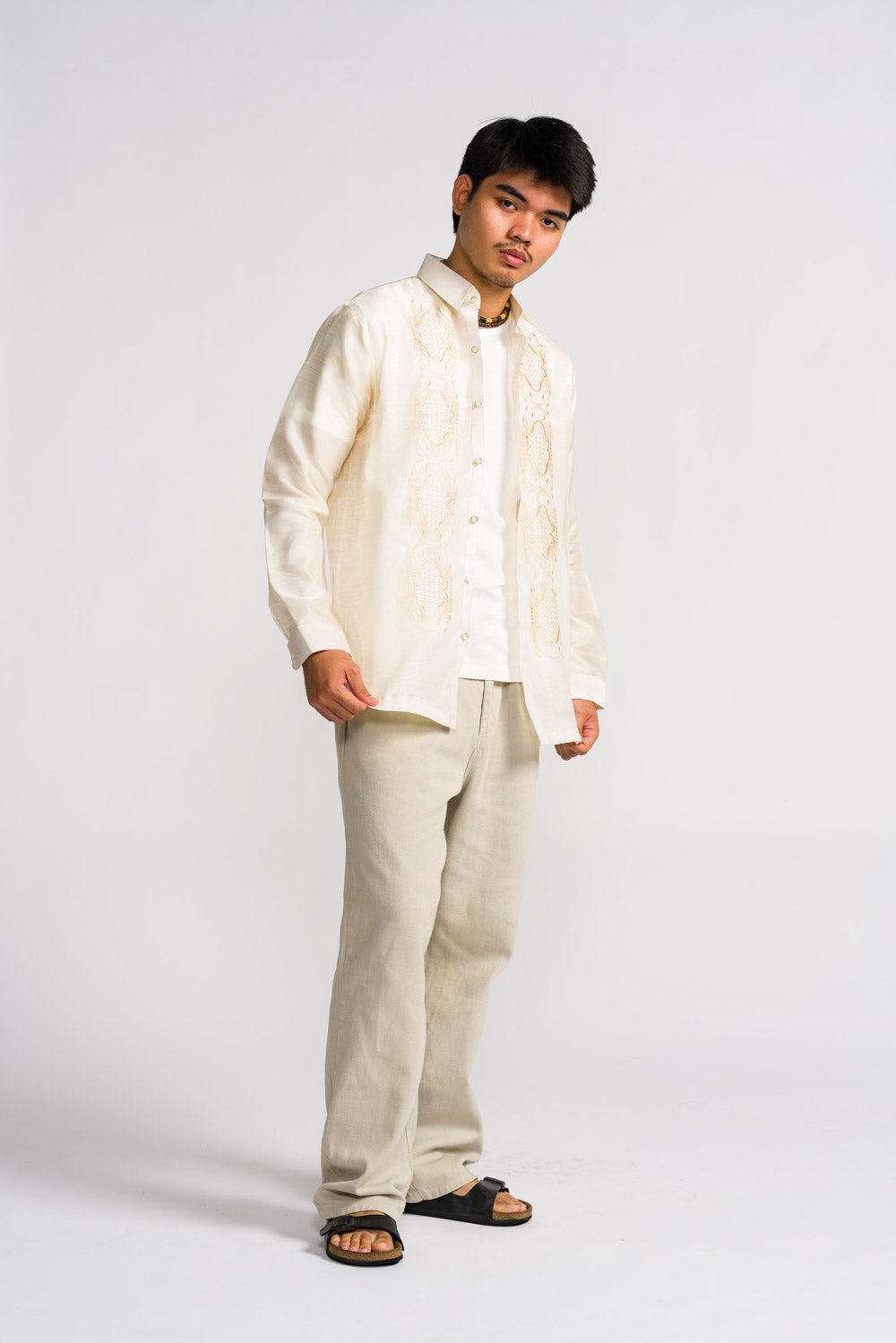 'Benicio' Barong Tagalog – Cream, Organza (Long Sleeve)