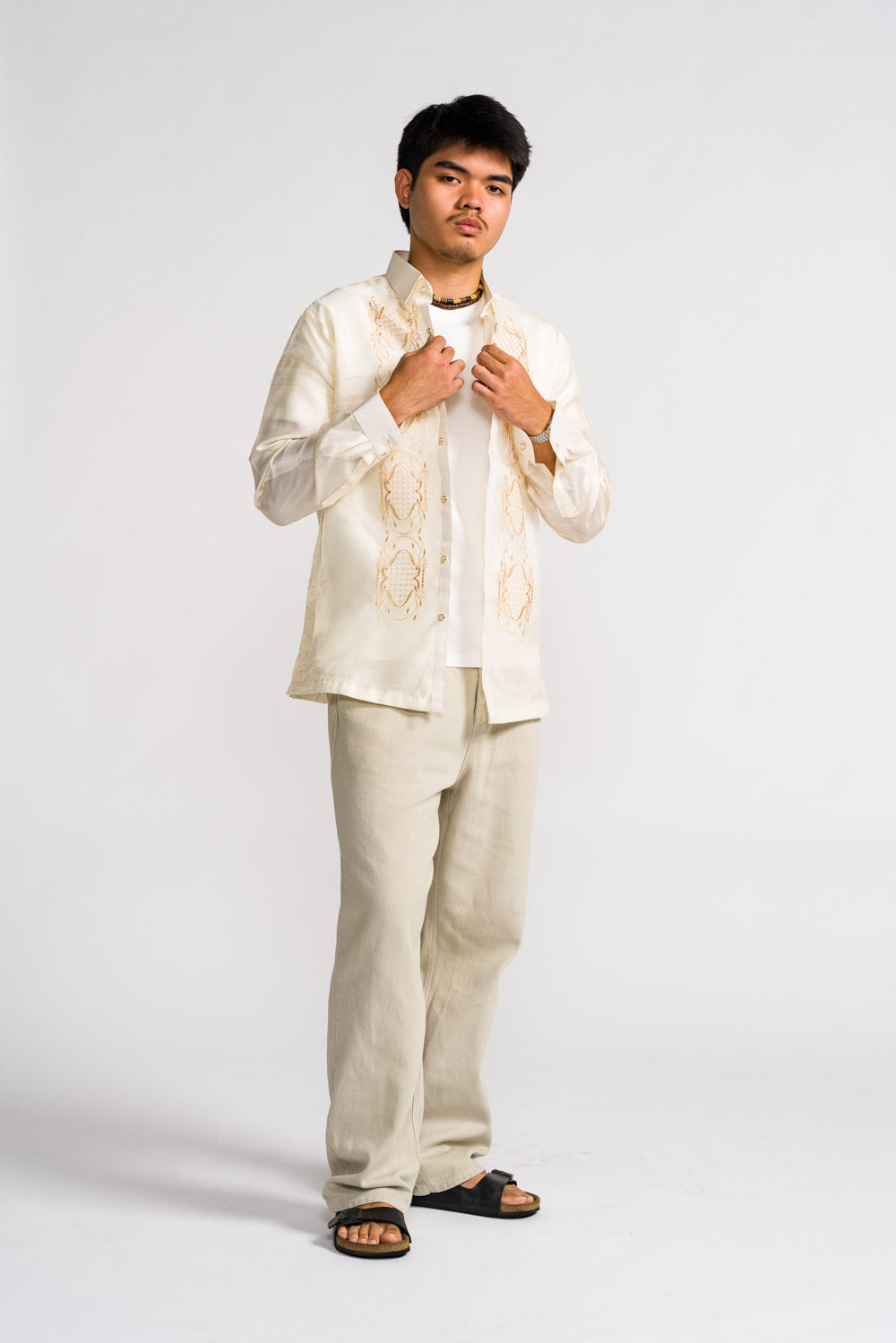 'Benicio' Barong Tagalog – Cream, Organza (Long Sleeve)