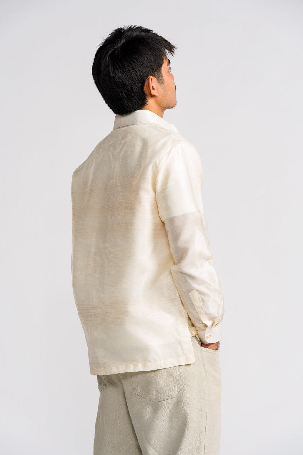 'Benicio' Barong Tagalog – Cream, Organza (Long Sleeve)