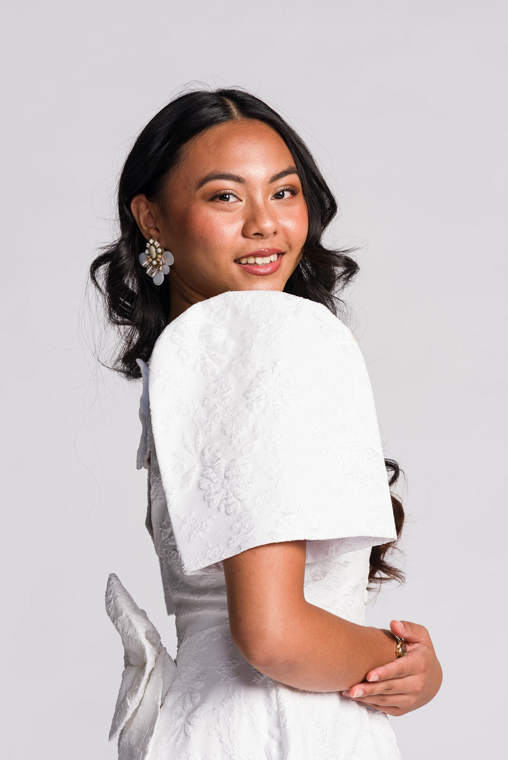 'Love' Midi Filipiniana Dress (Snow White)