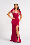 Filipiniana Evening Gown 'Rosalia' in Burgundy, styled look – Mestiza Filipina