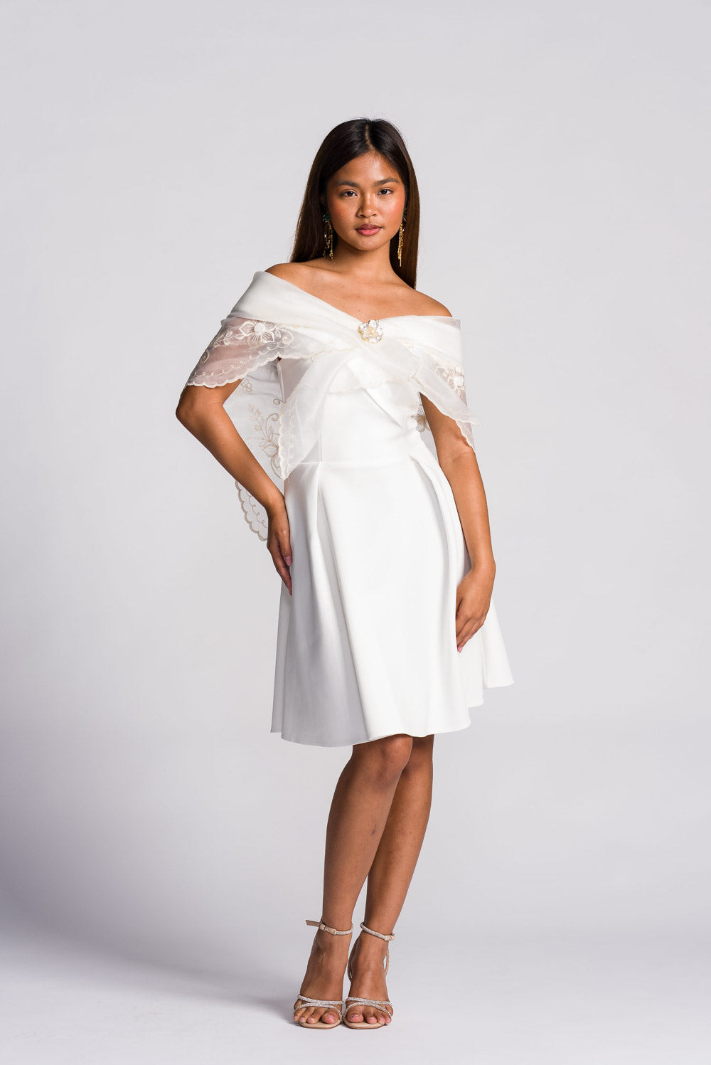 'Maria Clara' Filipiniana Alampay (Ivory White)