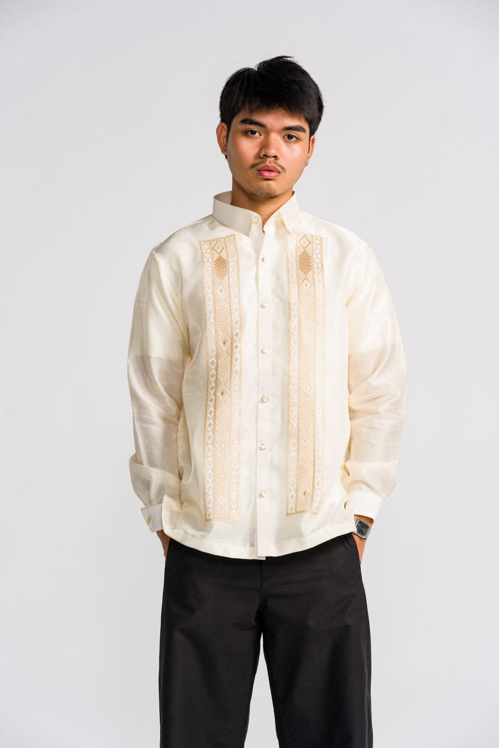 'Pedro' Barong Tagalog – Cream, Organza