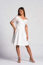 Filipiniana Alampay 'Maria Clara' in Ivory White, side view – Mestiza Filipina