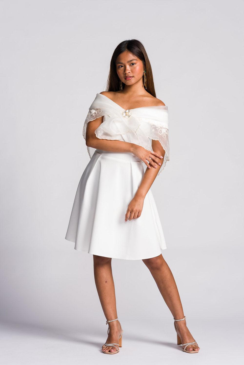 'Maria Clara' Filipiniana Alampay (Ivory White)