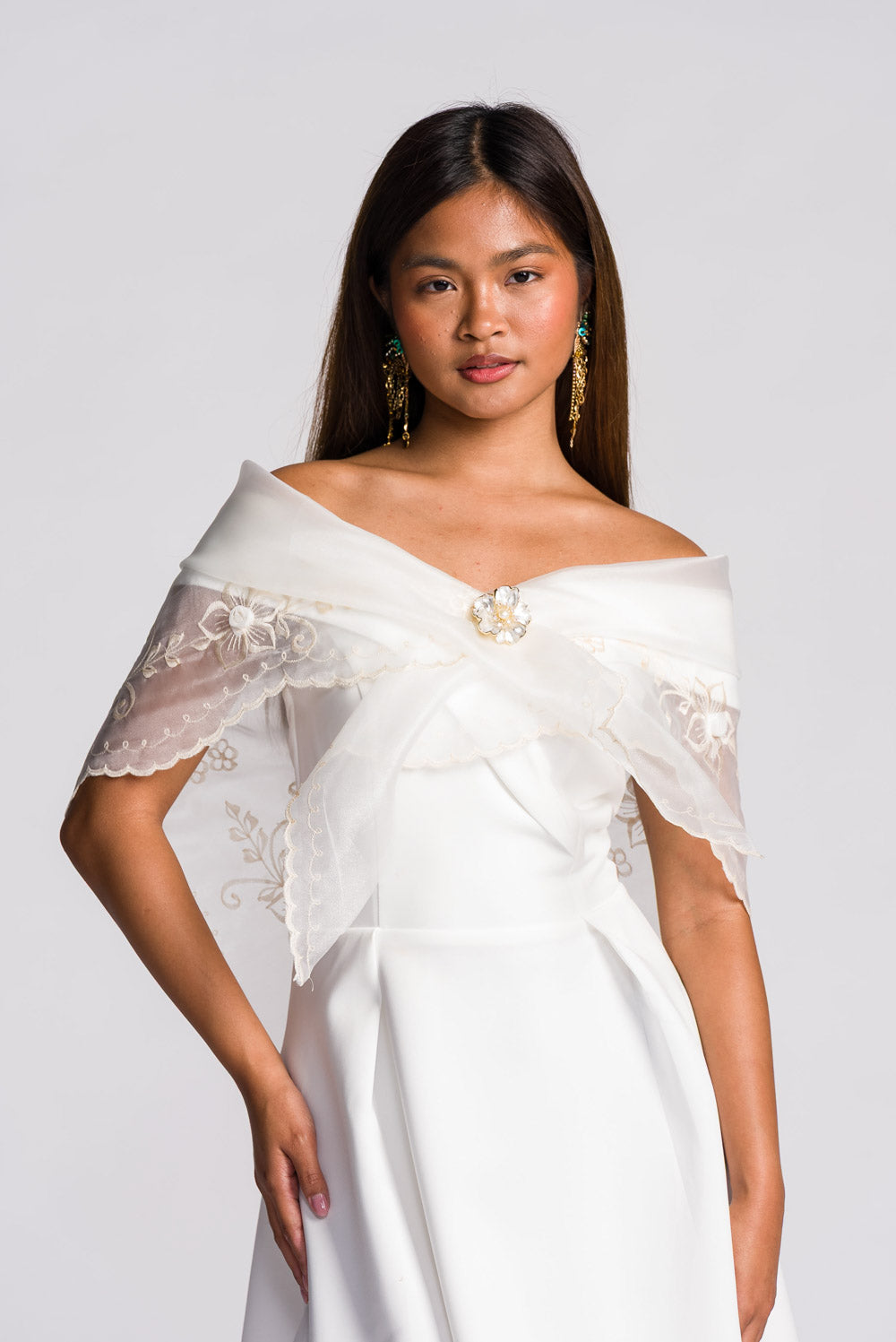 'Maria Clara' Filipiniana Alampay (Ivory White)