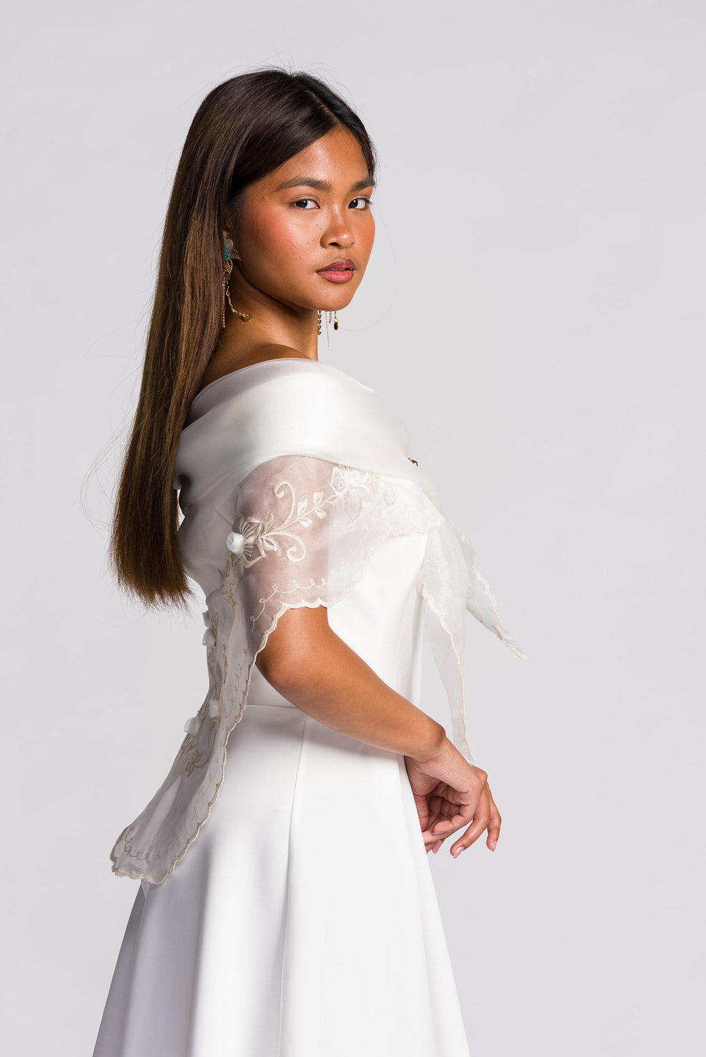 silver filipiniana dress Custom Filipiniana Gown 6483CM