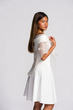 Filipiniana Alampay 'Maria Clara' in Ivory White, back view – Mestiza Filipina
