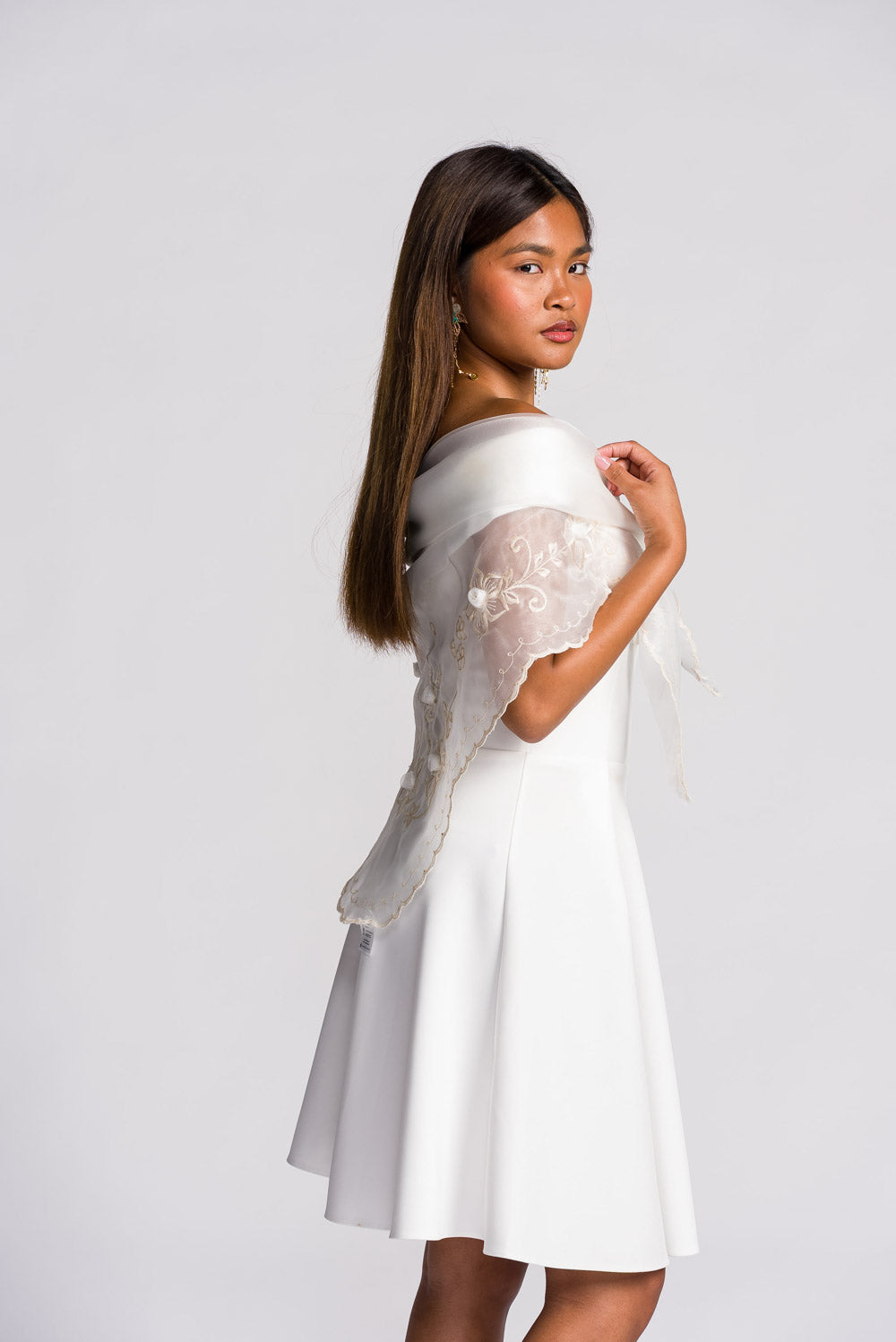 'Maria Clara' Filipiniana Alampay (Ivory White)