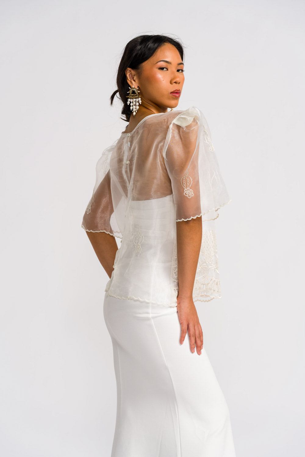 Yen' Bell-Sleeve Filipiniana Blouse