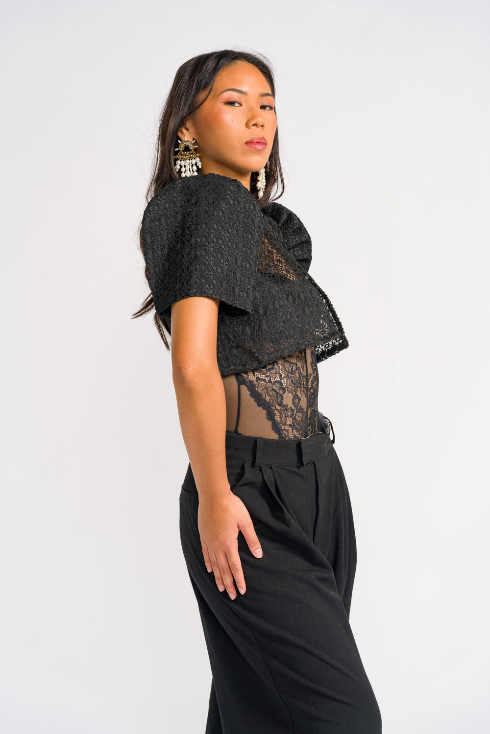 'Carlota' Bolero Filipiniana Sleeves (Midnight Black)