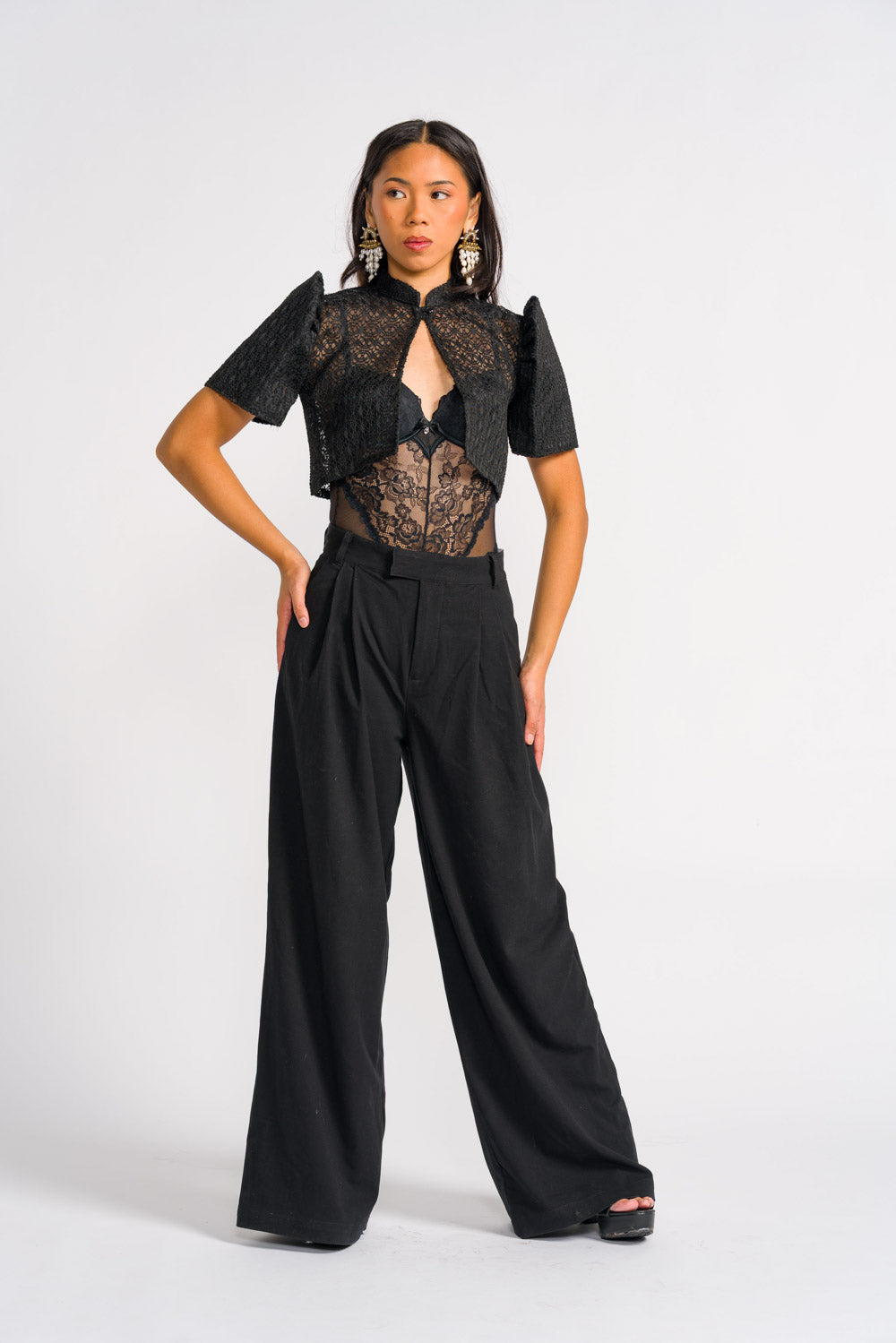'Carlota' Bolero Filipiniana Sleeves (Midnight Black)