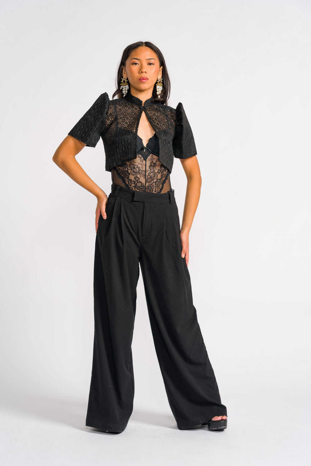 'Carlota' Bolero Filipiniana Sleeves (Midnight Black)