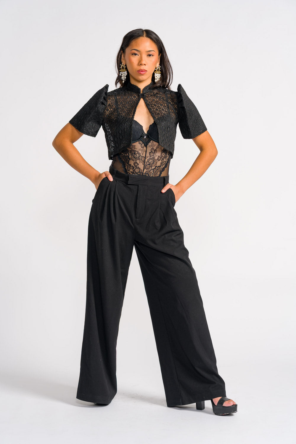 'Carlota' Bolero Filipiniana Sleeves (Midnight Black)