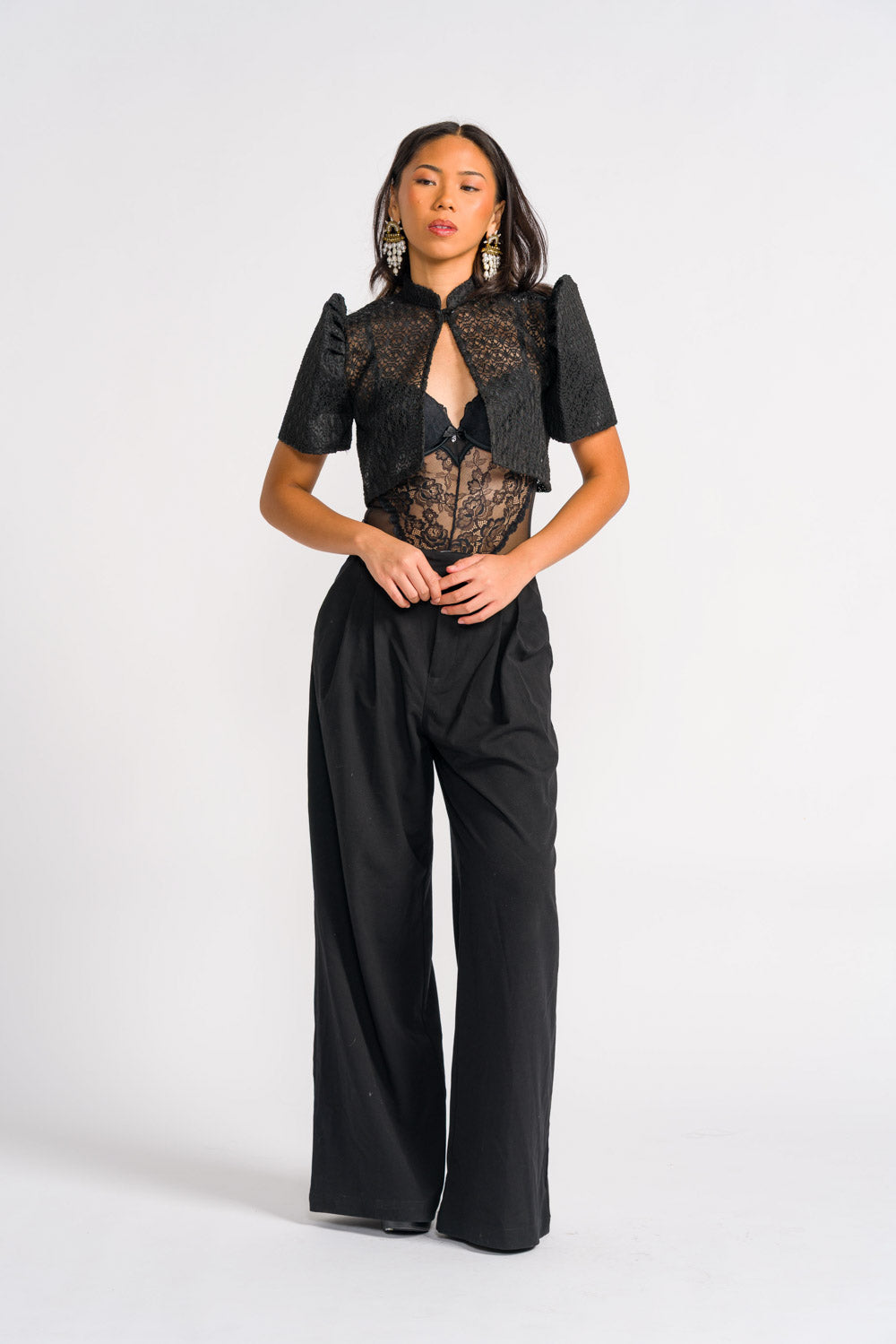'Carlota' Bolero Filipiniana Sleeves (Midnight Black)