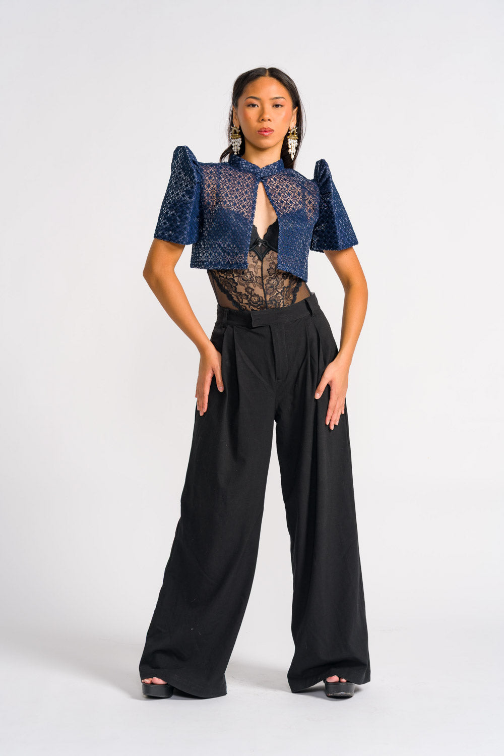 'Carlota' Bolero Filipiniana Sleeves (Midnight Blue)