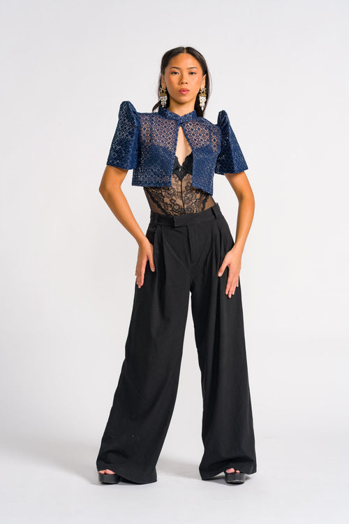Filipiniana Bolero 'Carlota' in Midnight Blue – Mestiza Filipina