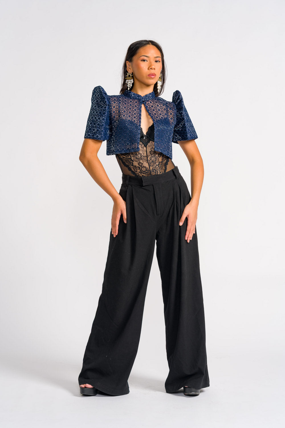 'Carlota' Bolero Filipiniana Sleeves (Midnight Blue)