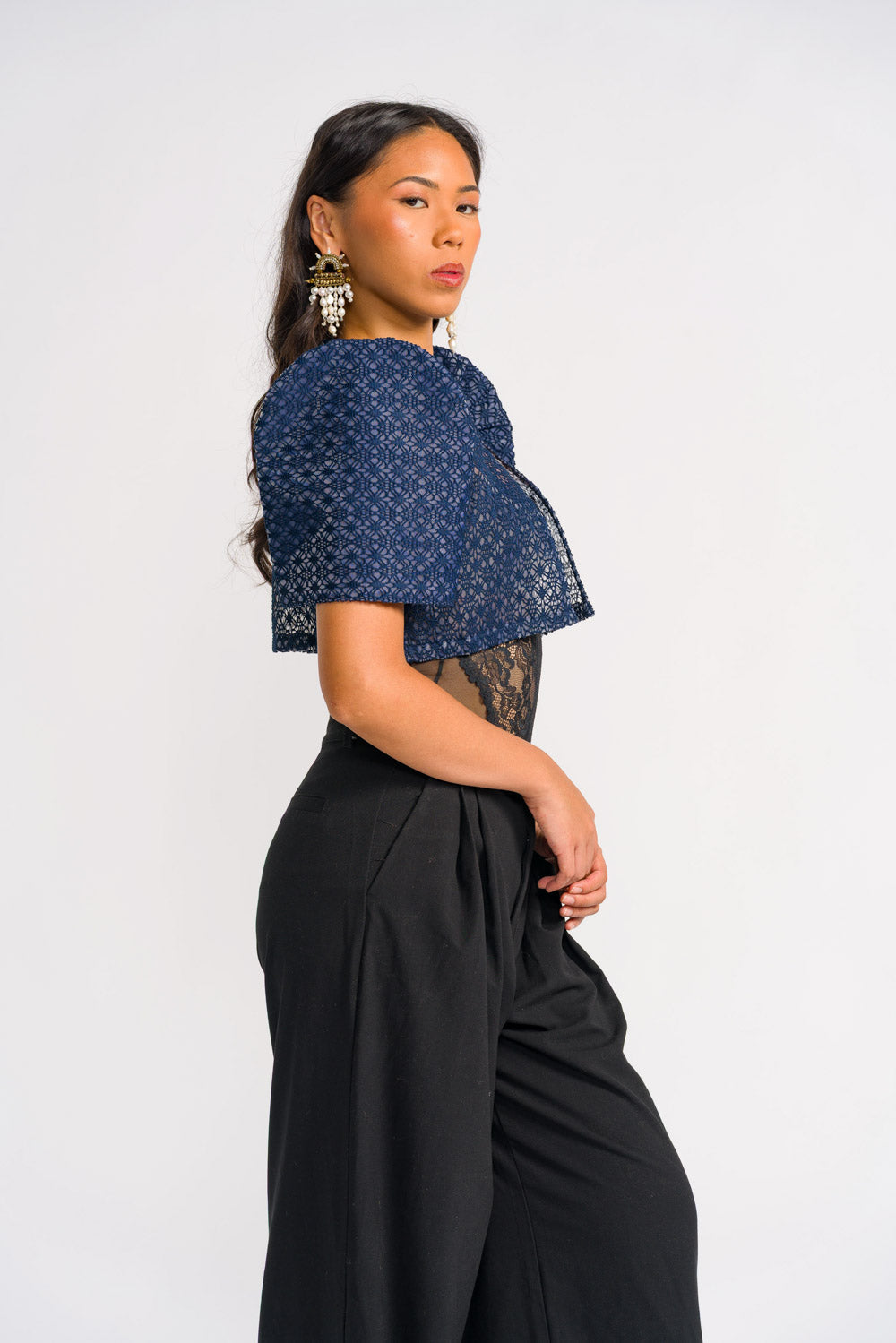 'Carlota' Bolero Filipiniana Sleeves (Midnight Blue)