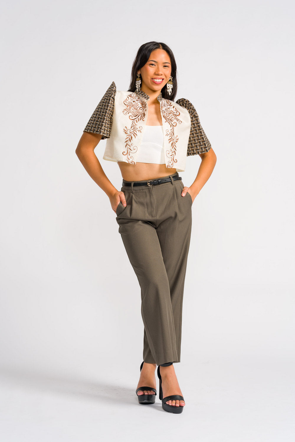 'Banika' Bolero Filipiniana Sleeves (Banig)