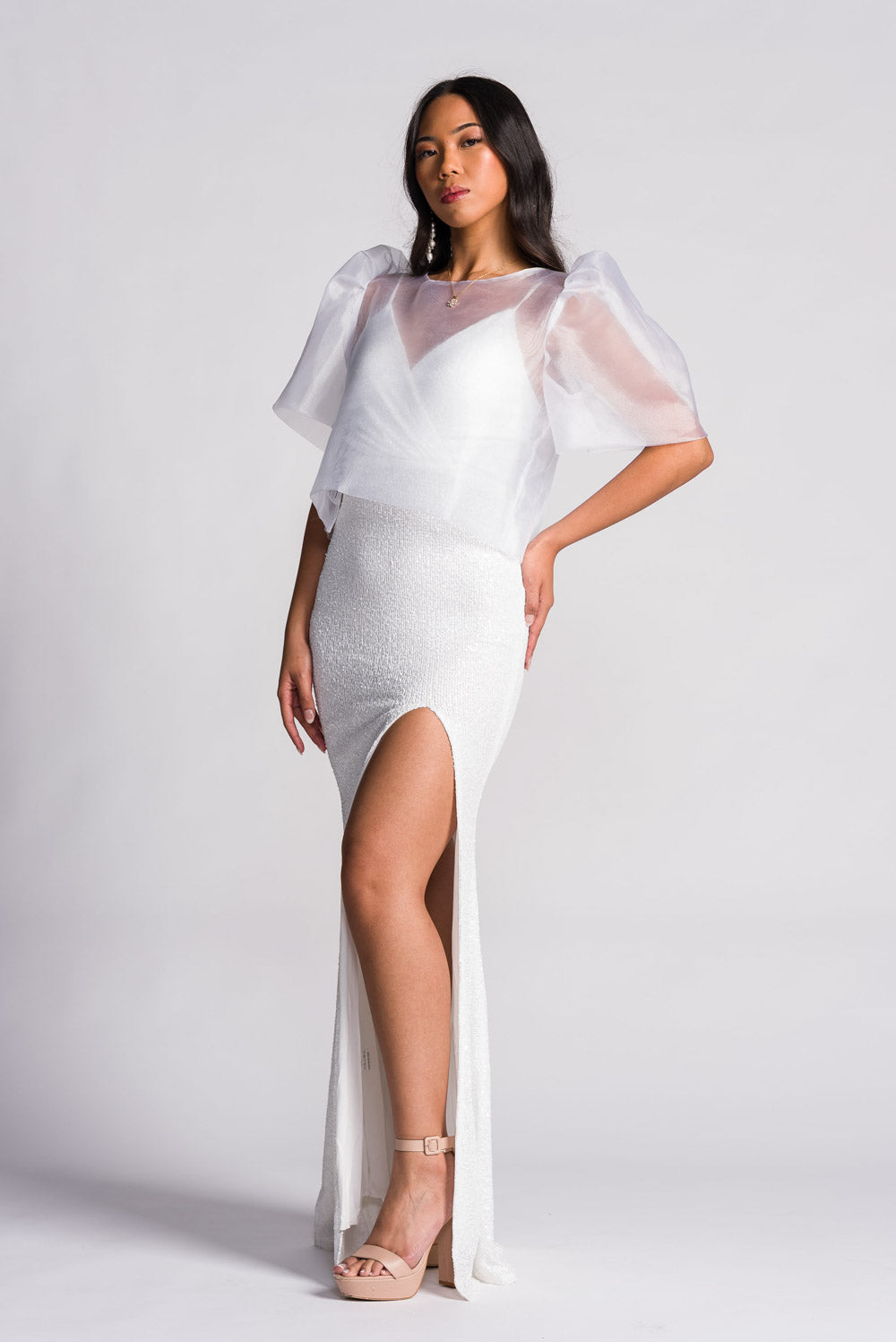 'Selene' Sequin Wedding Dress (Ivory White)