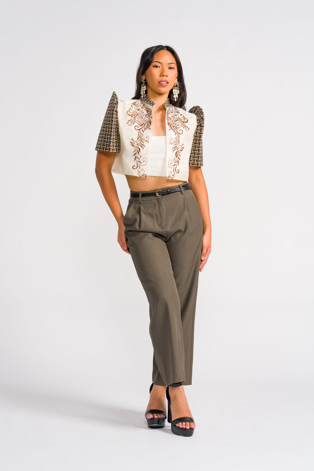 'Banika' Bolero Filipiniana Sleeves (Banig)