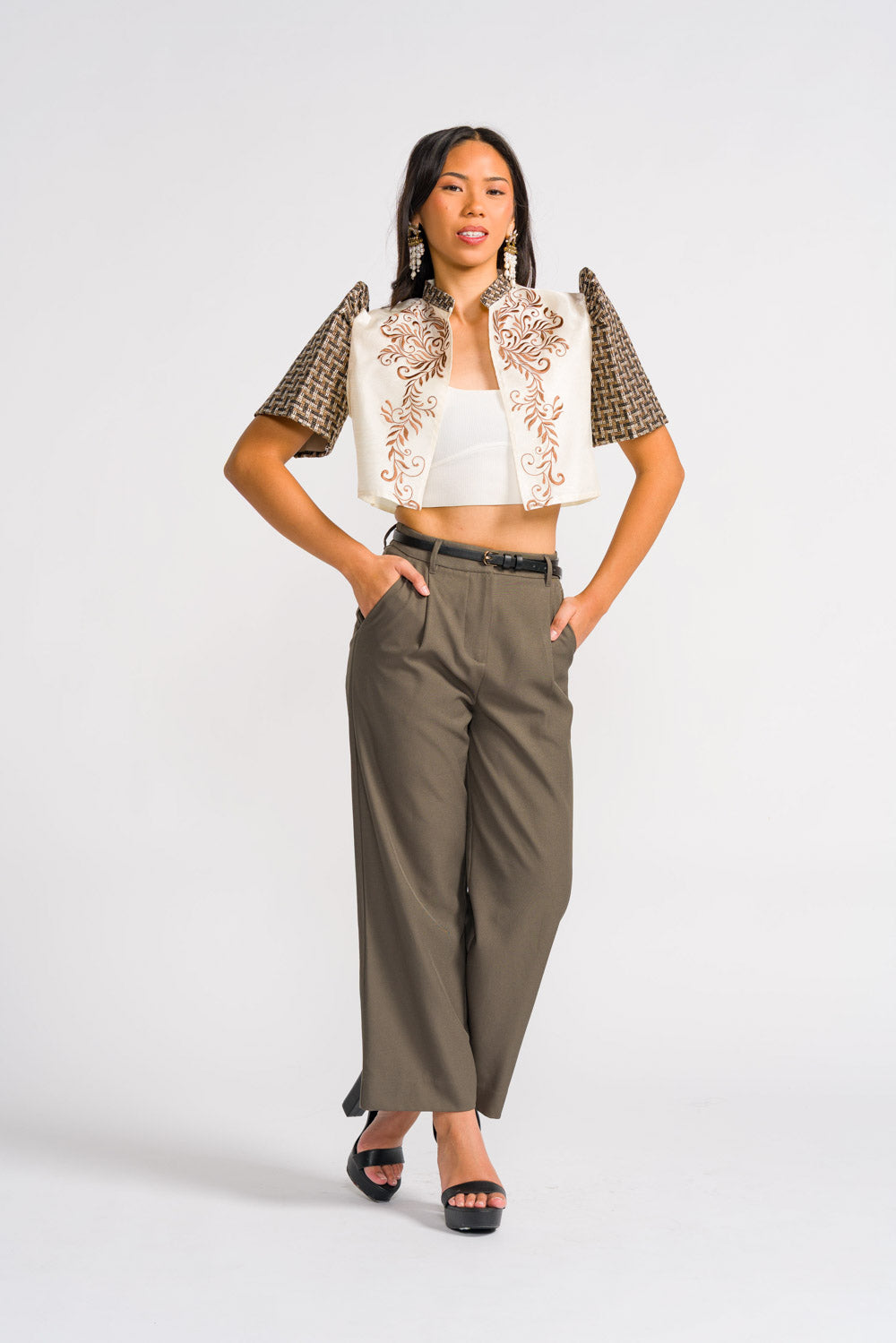 'Banika' Bolero Filipiniana Sleeves (Banig)